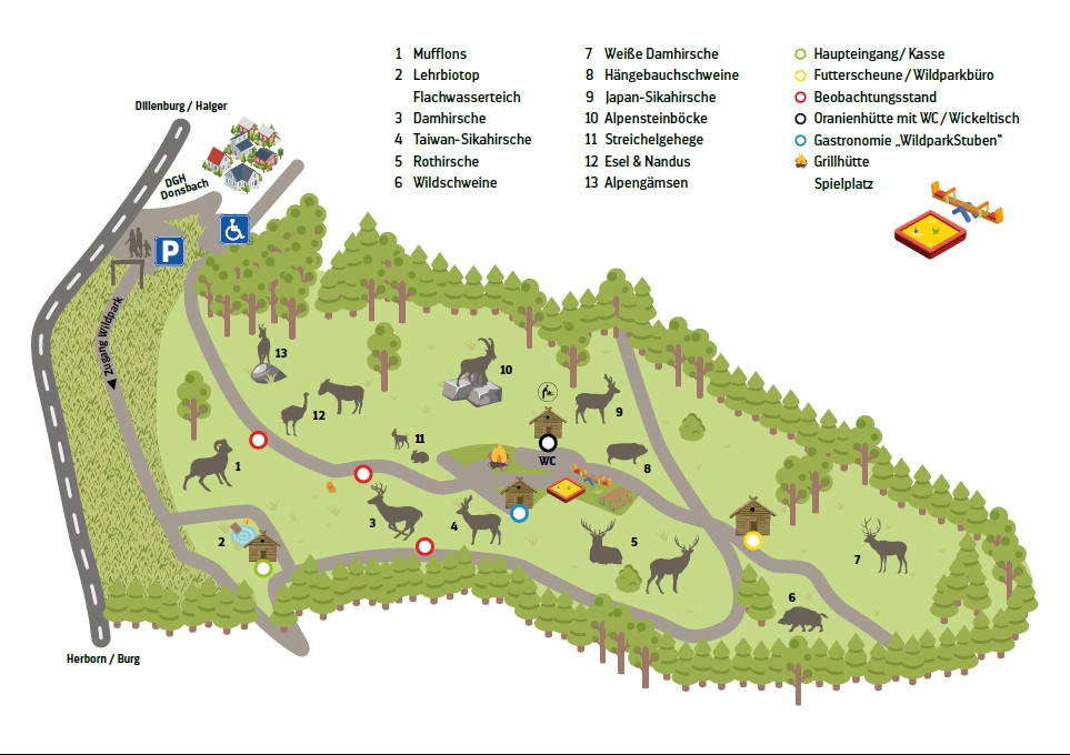 Übersichtskarte des Wildparks Donsbach