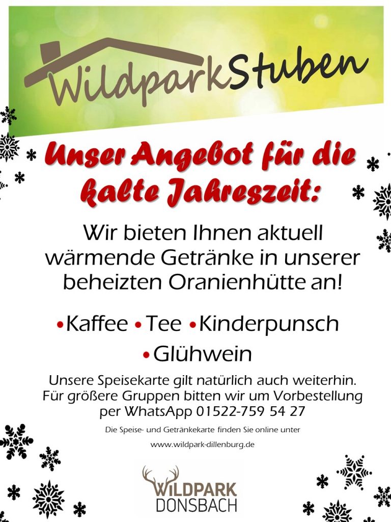 Angebot der WildparkStuben für die kalte Jahreszeit.